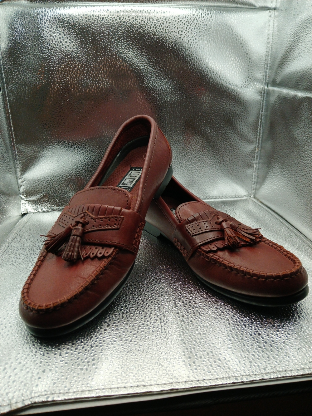 The Leather Collection Brown Tassel Moc Toe Slip-On Loafers Men's Size 8.5